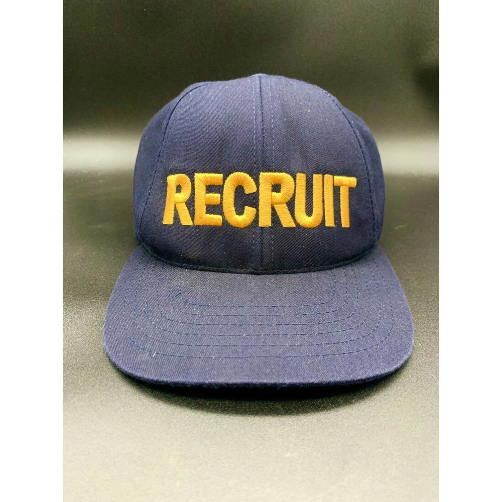 Vintage Blue Recruit Gold Yellow Embroidered Hat Cap Snapback. Made In USA